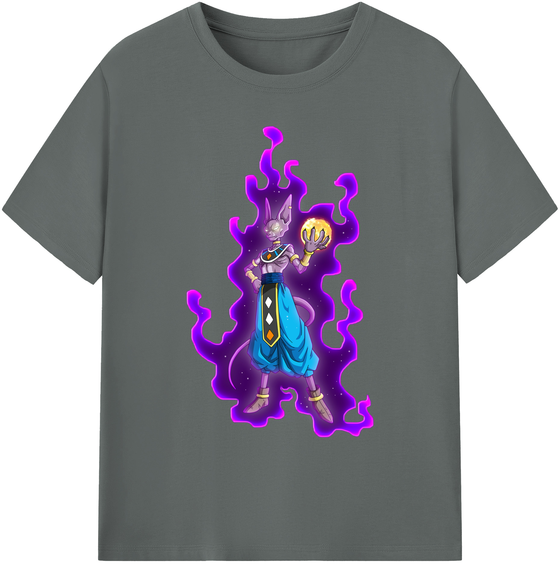 （画像用） ドラゴンボール ビルス 破壊神ビルス DRAGON BALL Beerus Birusu 綿100％ メンズ半袖Tシャツ｜肌触りやわらか＆通気性